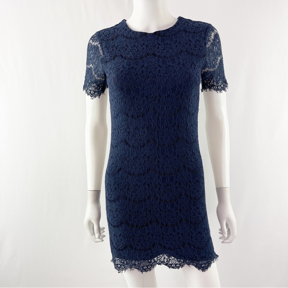 Lulus Size XS Navy Blue Short Sleeve Lace Sheath Dress